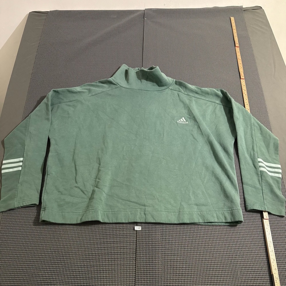 Adidas Womens Mock Neck Quarter Zip Sweatshirt Green Size XL